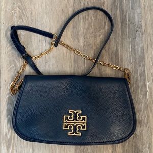 Blue leather medium sized Tory Burch bag.